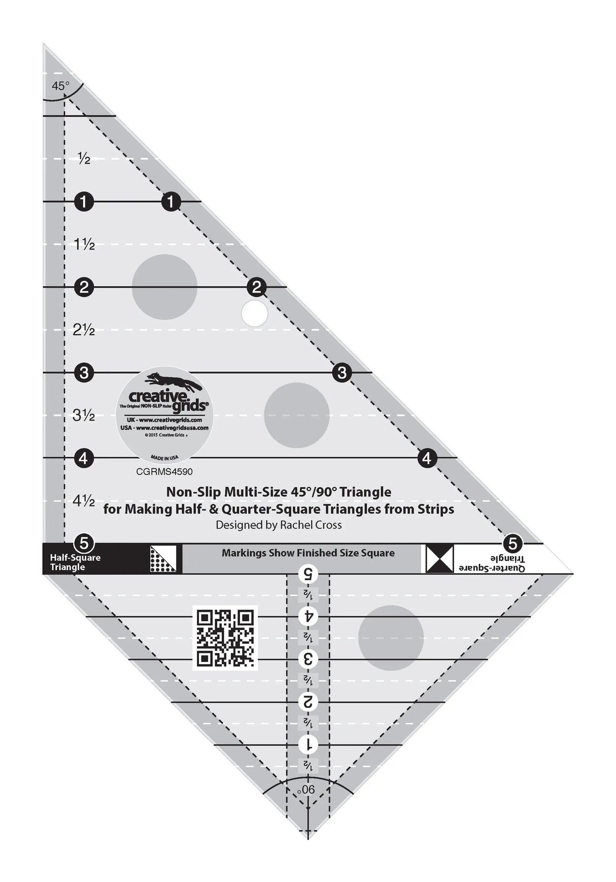 Quilt Ruler Multi Size Triangle 45 and 90 Degrees
