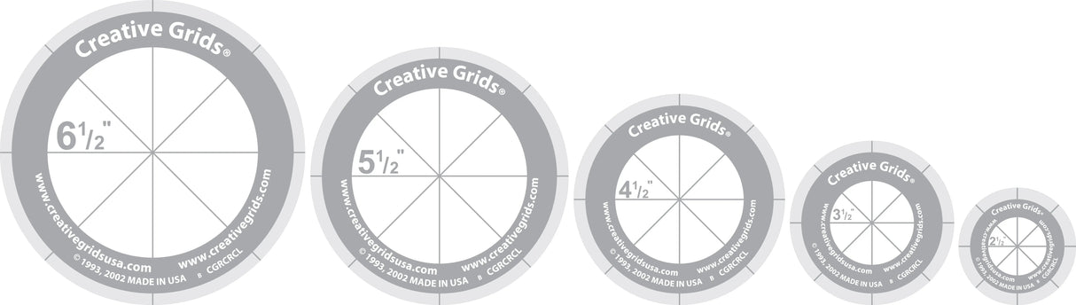 Quilt Ruler Circles 5 Discs with Grips
