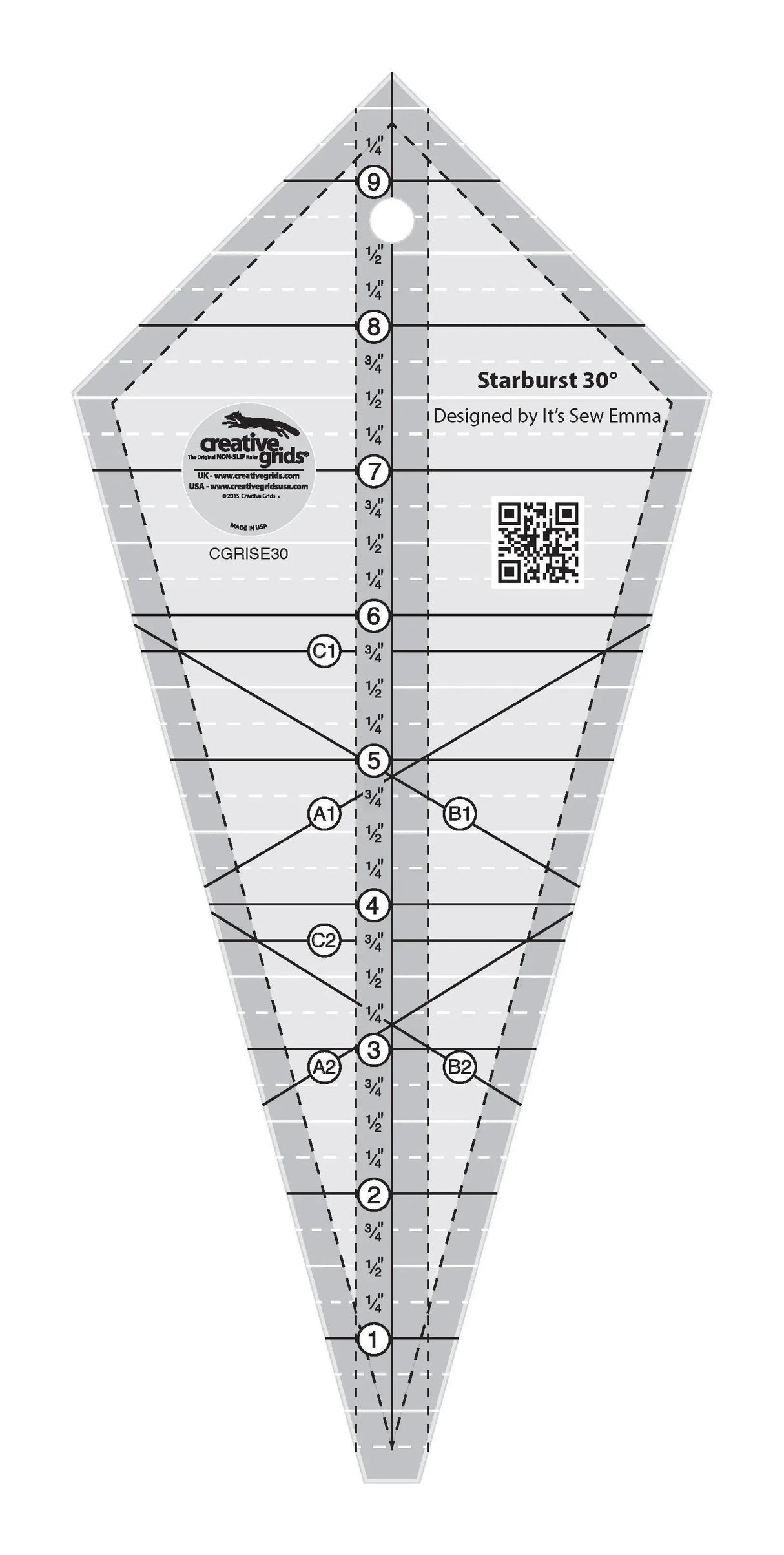 Quilt Ruler 30 Degree Triangle Starburst 9-1/2in