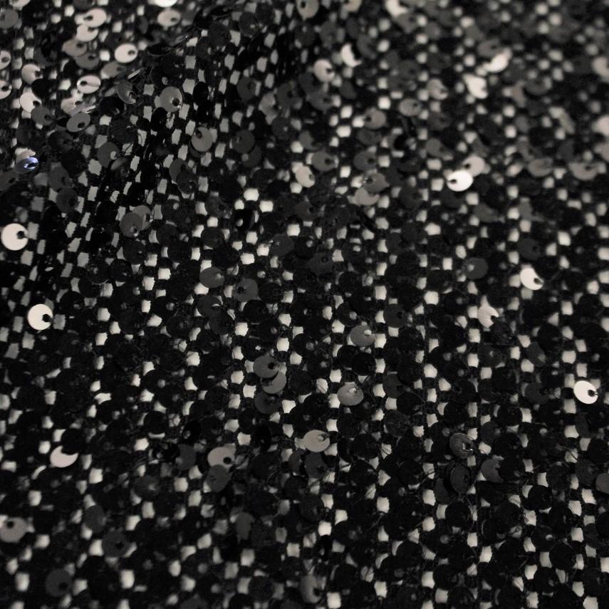 Crescendo Stretch Netting Sequin Nylon Spandex Fabric - Black, Ivory, Magenta, Pine, Navy, Chocolate, 56" Width (1 Yard)
