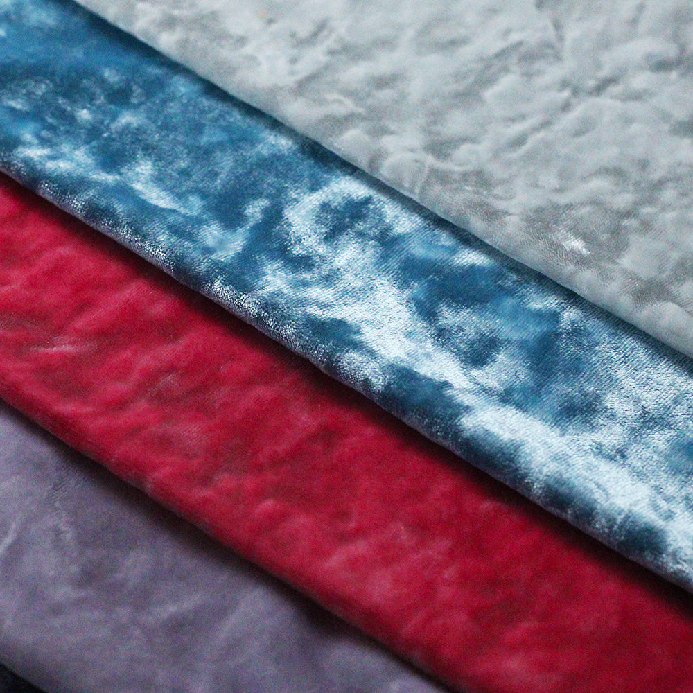 Crushed Velvet Polyester Spandex Fabric - Multiple Colors, Solid, 58/60" Width (1 Yard)