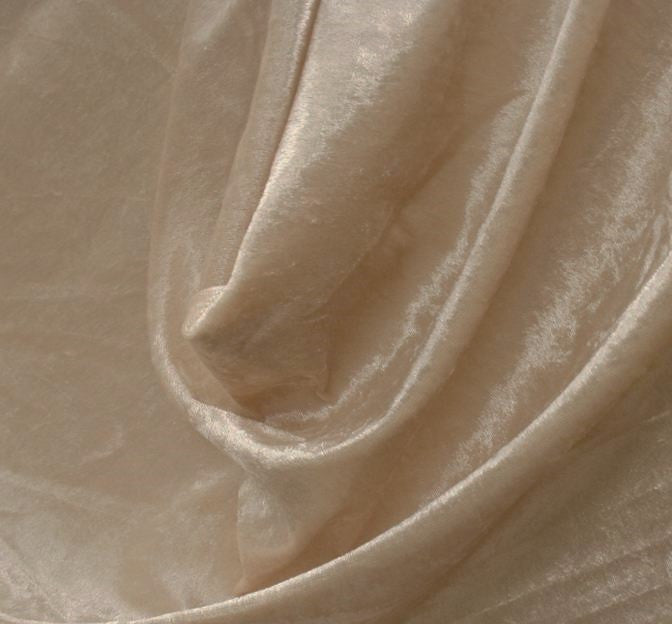 Crushed Panne Velour Polyester Fabric - Beige, 58/60" Width