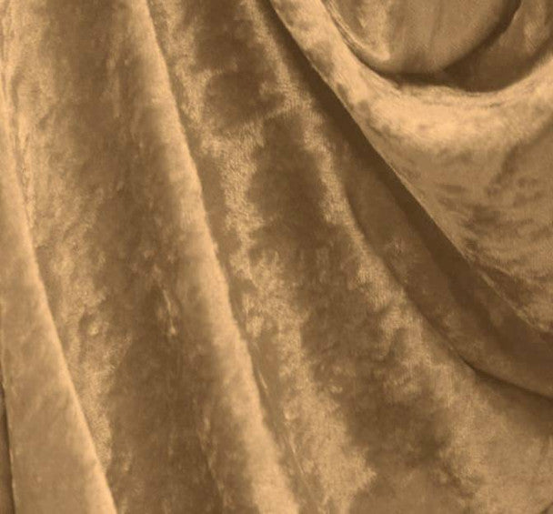 1 Yard Camel Crushed Panne Velour Fabric 58/60" Wide | Soft Stretch Velvet 100% Polyester