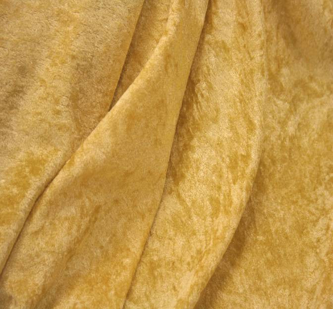 Crushed Panne Velour Polyester Fabric - Dark Gold, 58/60" Width