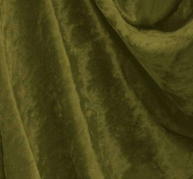 Crushed Panne Velour Polyester Fabric - Olive, 58/60" Width