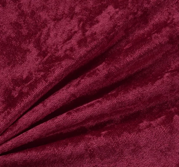 1 Yard Burgundy Crushed Panne Velour Fabric 58/60" Wide | Stretch Velvet Material 100% Polyester