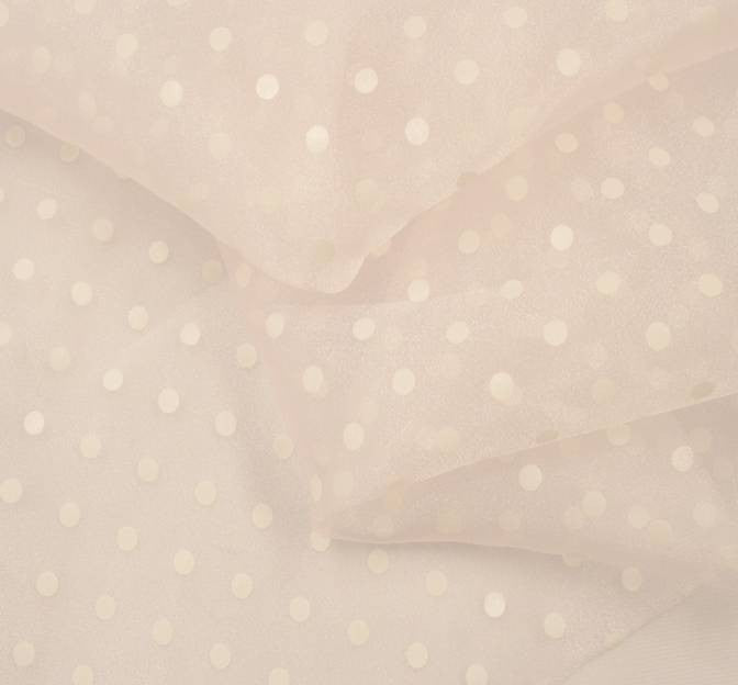 Crystal Organza Pink With White Dots - Polyester Organza Fabric, Pink With White Dots, 58/59" Width (1 Yard)