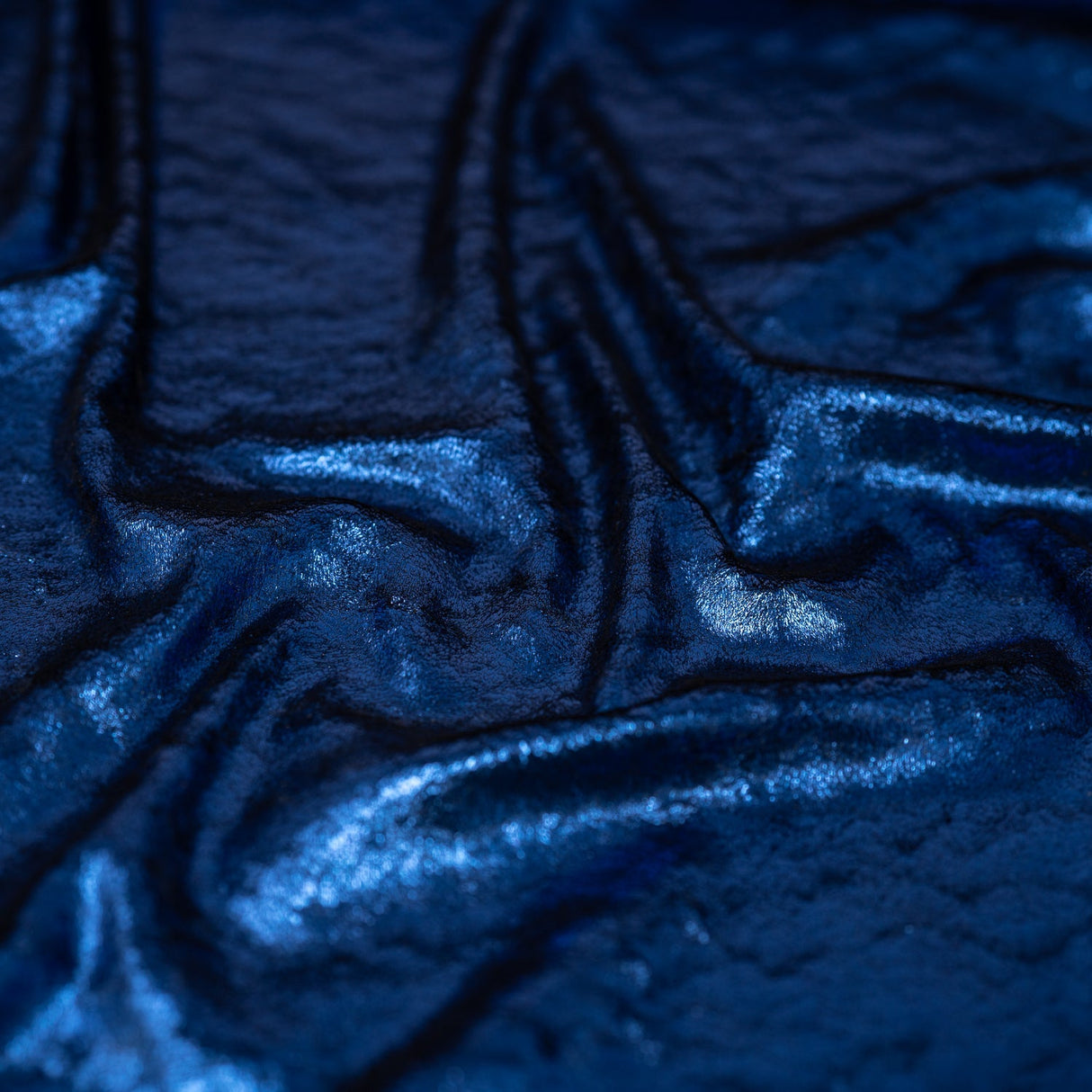 D Isis Foiled Stretch Velvet Fabric - Cobalt Blue, All-Over Foil, 56" Width (1 Yard)