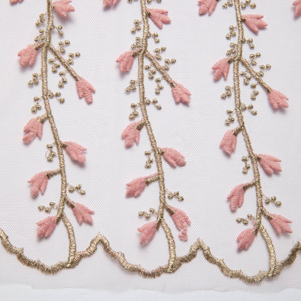 1 Yard Tulle Lace Fabric Embroidered Applique Intricate 3D Pattern Elegant 52/54" Wide