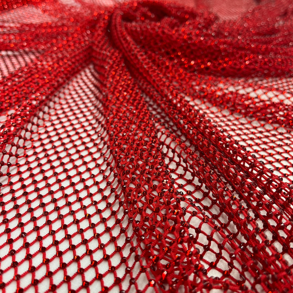 1 Yard Diamond Fishnet Fabric Stretch Lace, Soft Nylon Spandex Blend, 58" Width,