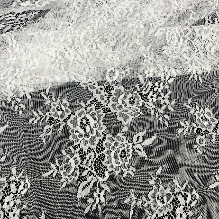 3 Yards Chantilly Embroidered Lace Fabric with Eyelash Scallop