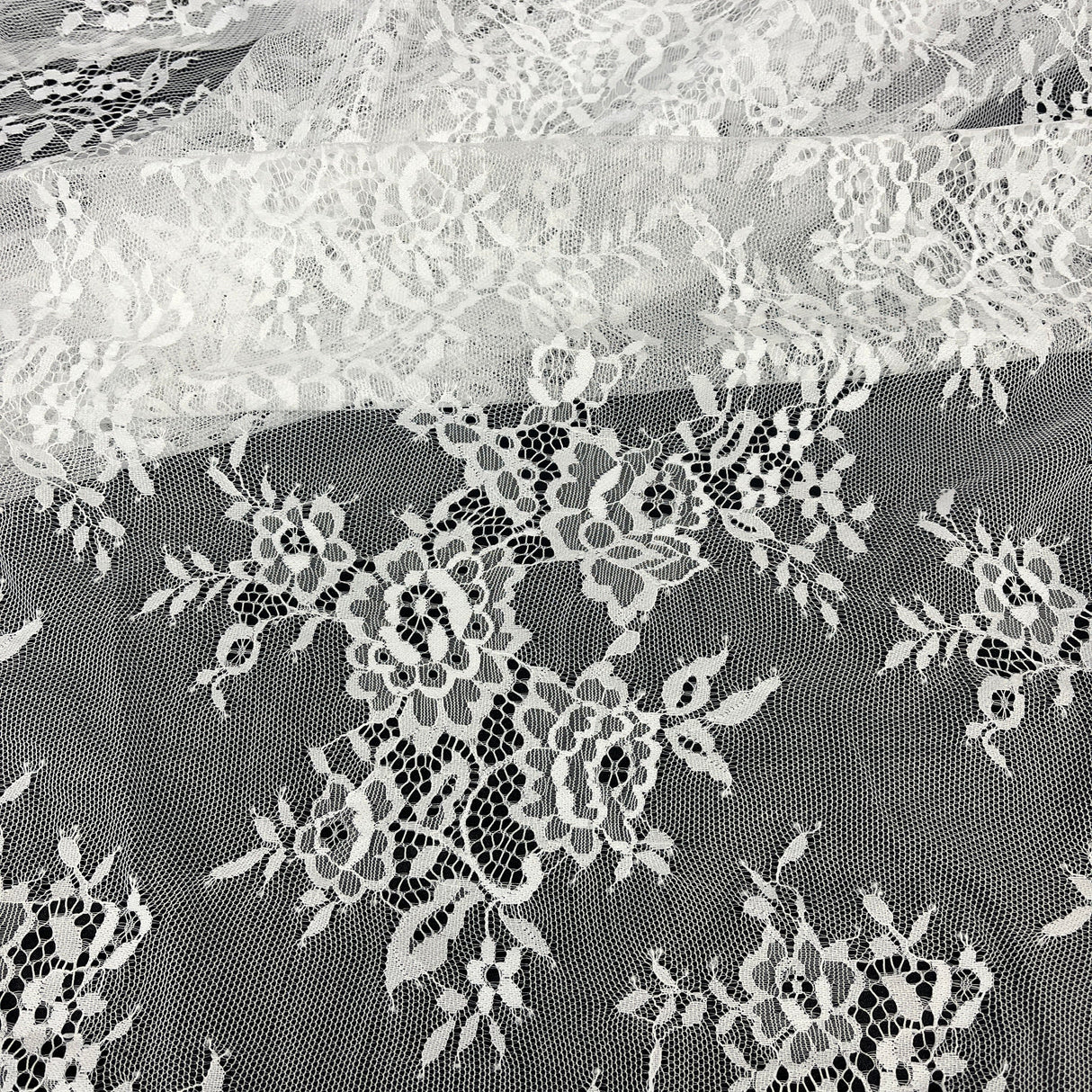 Embroidered Lace Fabric with Eyelash Scallop