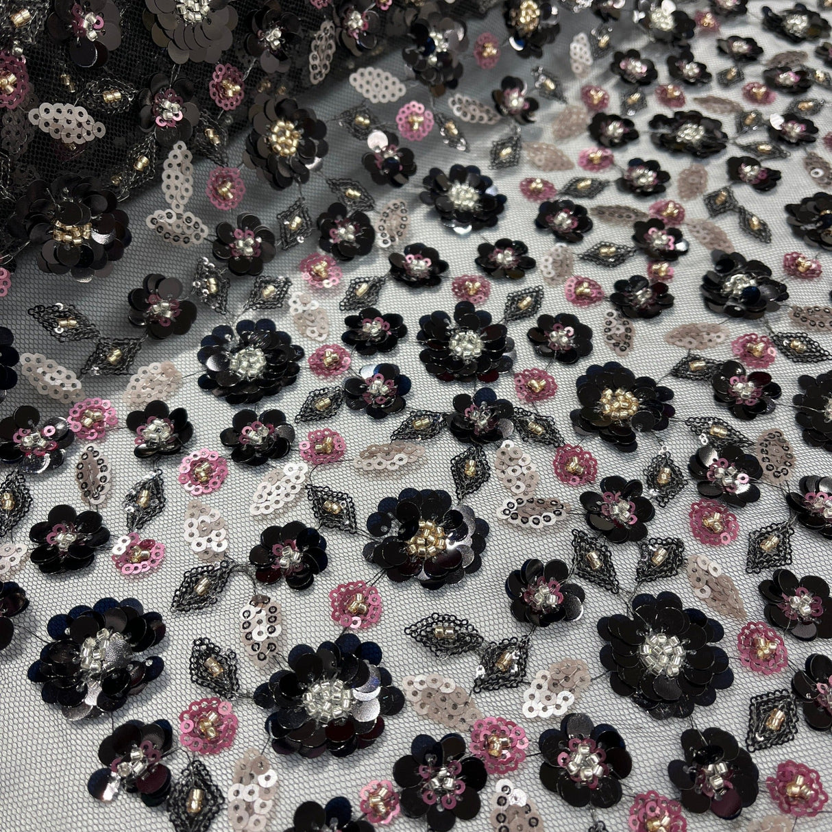Beaded Sequined Lace Fabric 54" Wide