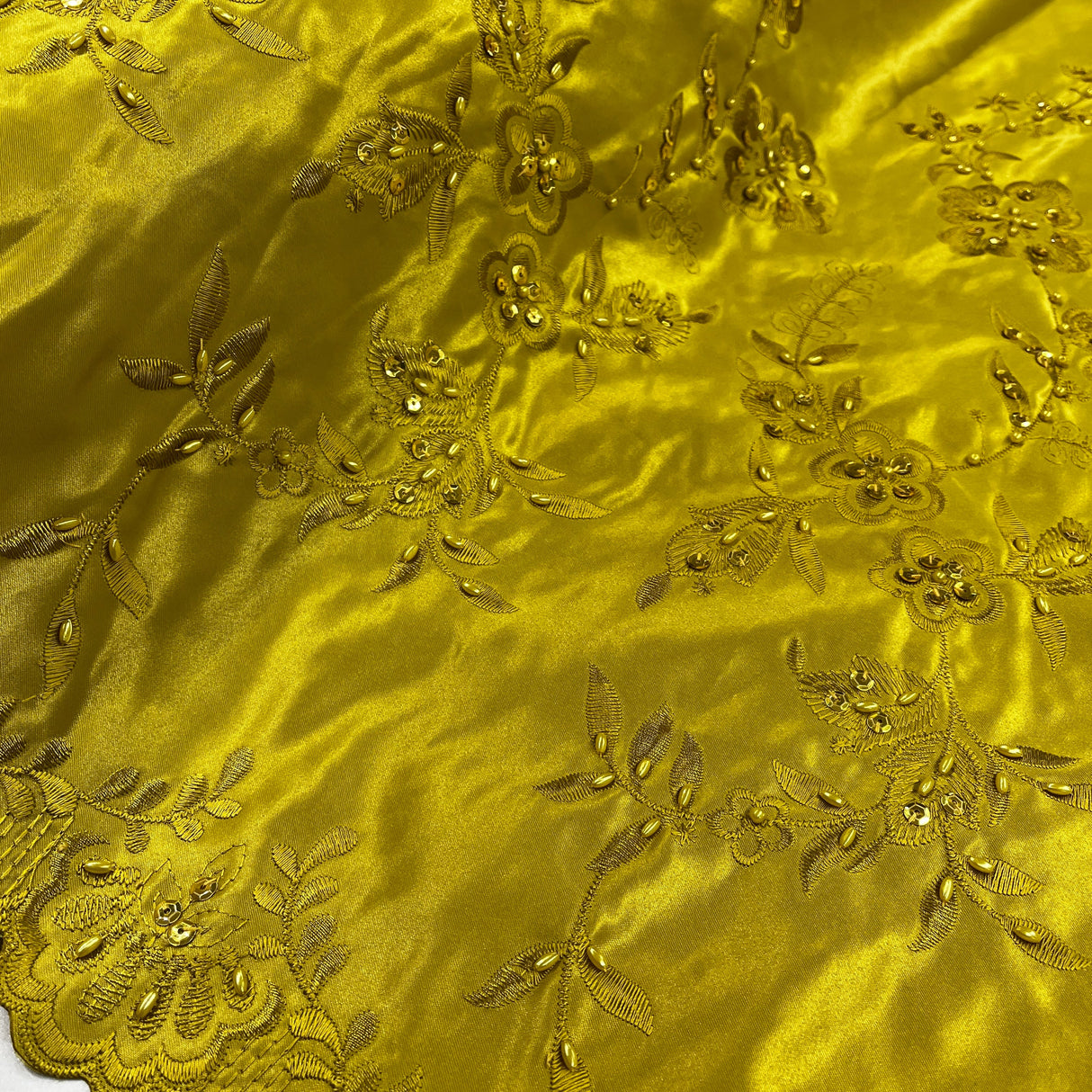 Beaded Bridal Lace Fabric on Satin