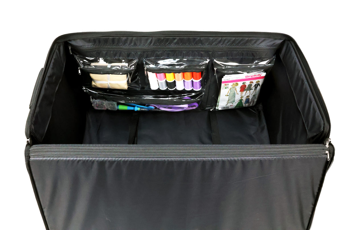Everything Mary Jumbo 5 Wheel Collapsible Rolling Sewing Machine Storage Case Black
