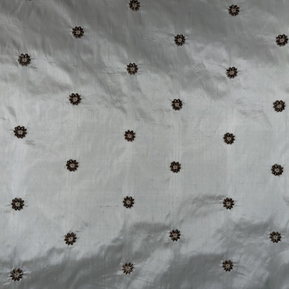 Dakota Silk Fabric - Floral Dotted Embroidered, 54" Width (1 Yard)