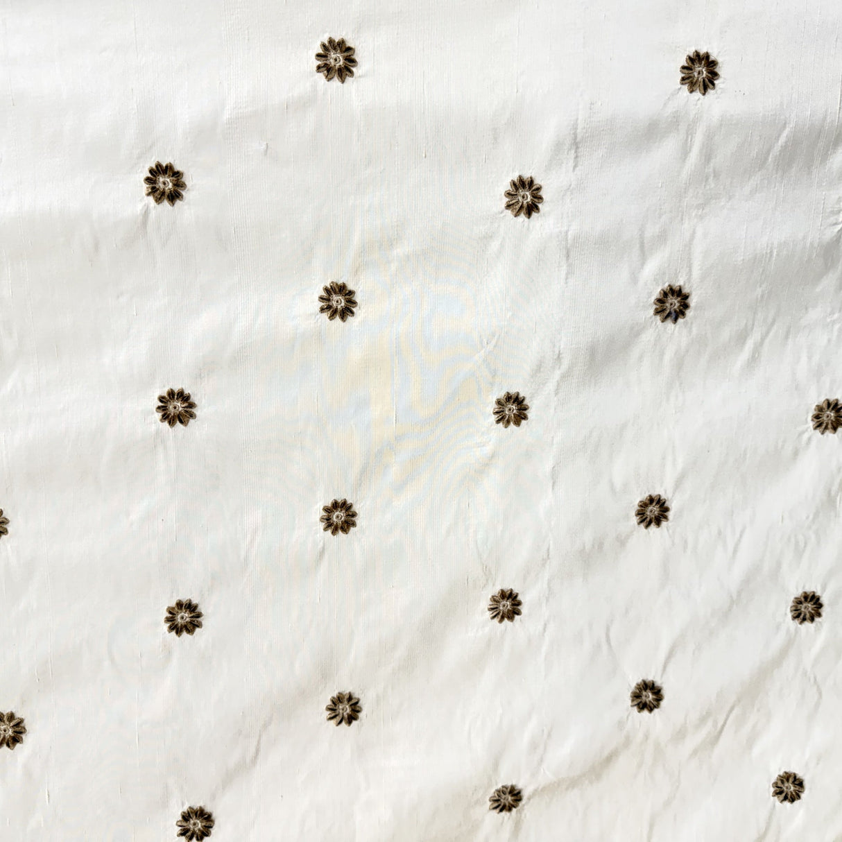 Dakota Silk Fabric - Floral Dotted Embroidered, 54" Width (1 Yard)