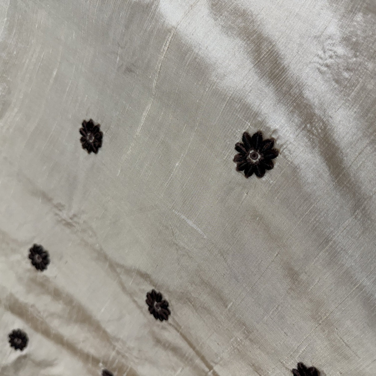 Dakota Silk Fabric - Floral Dotted Embroidered, 54" Width (1 Yard)