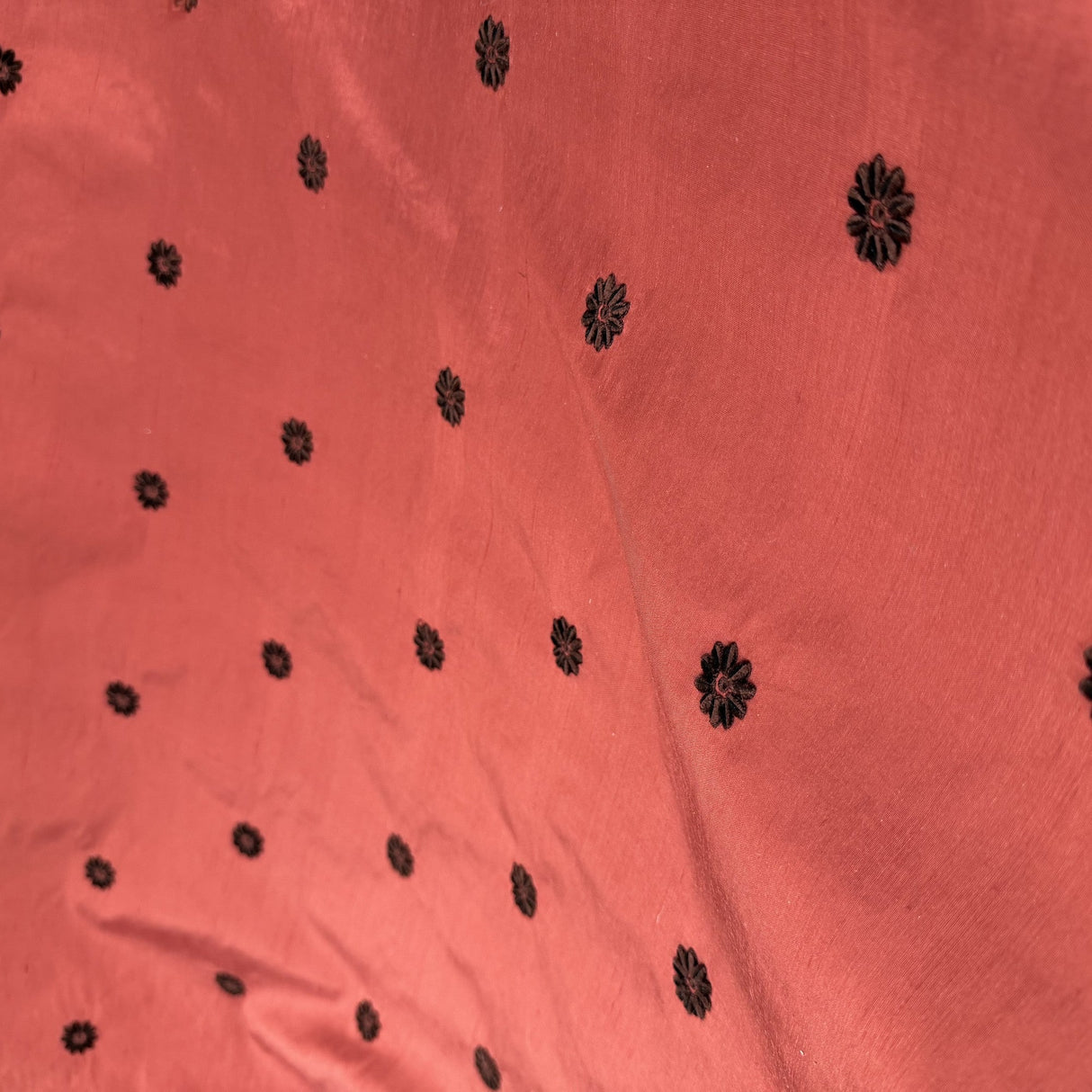 Dakota Silk Fabric - Floral Dotted Embroidered, 54" Width (1 Yard)