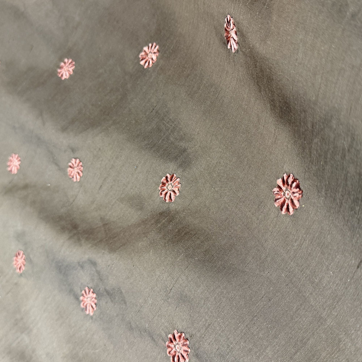 Dakota Silk Fabric - Floral Dotted Embroidered, 54" Width (1 Yard)