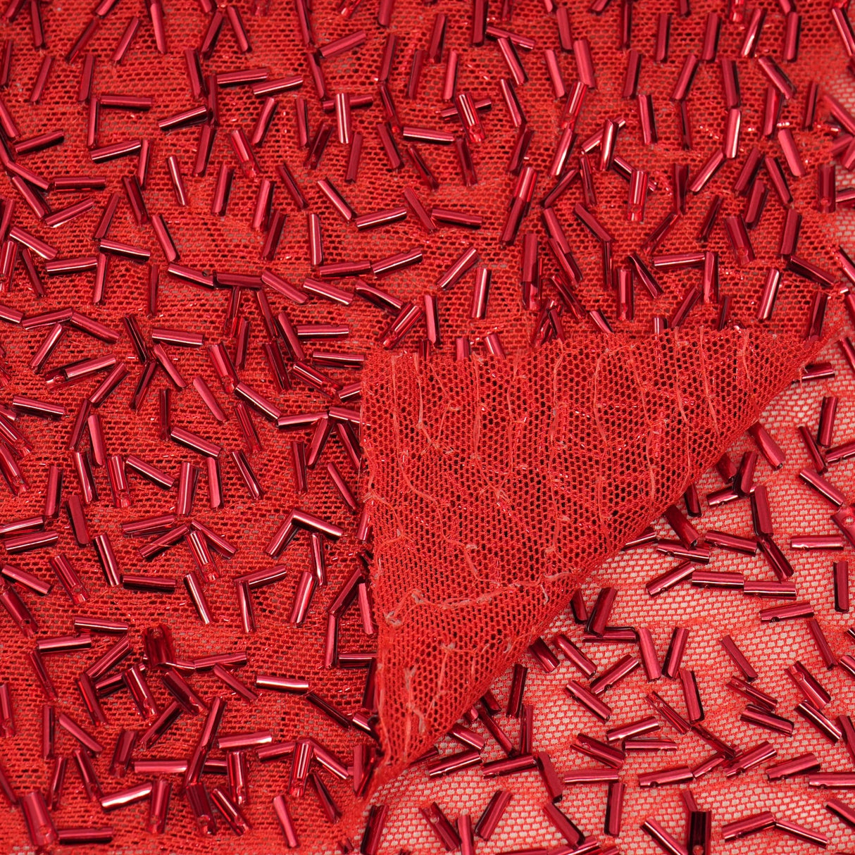 Beaded Stretch Mesh Fabric