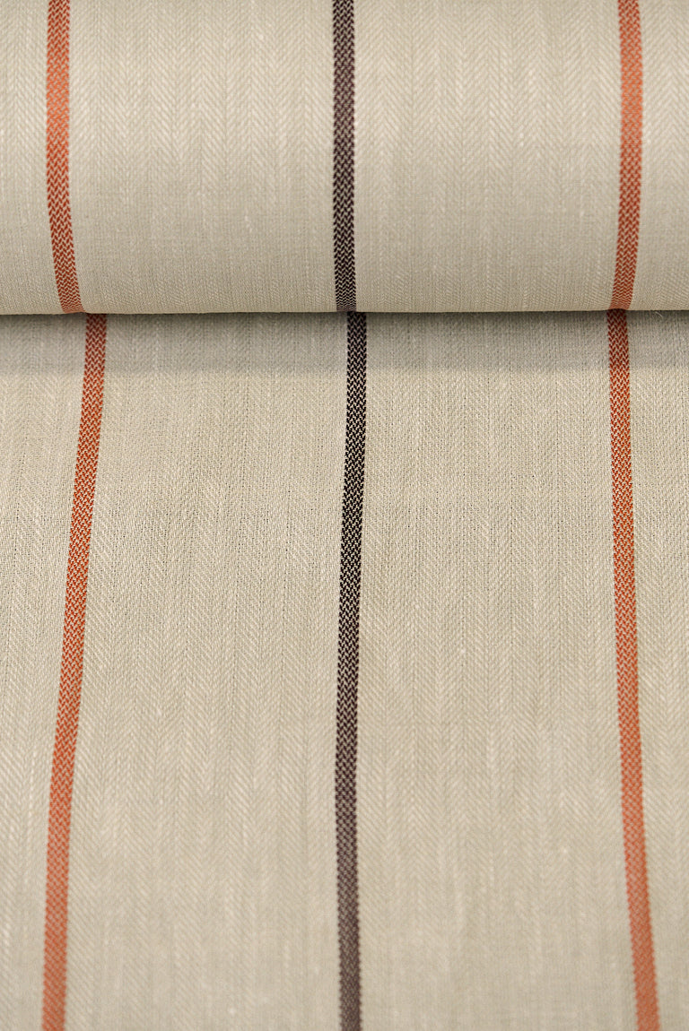 1 Yard Autumn Hue Herringbone Stripe Linen Premium Craft Fabric 54" Width