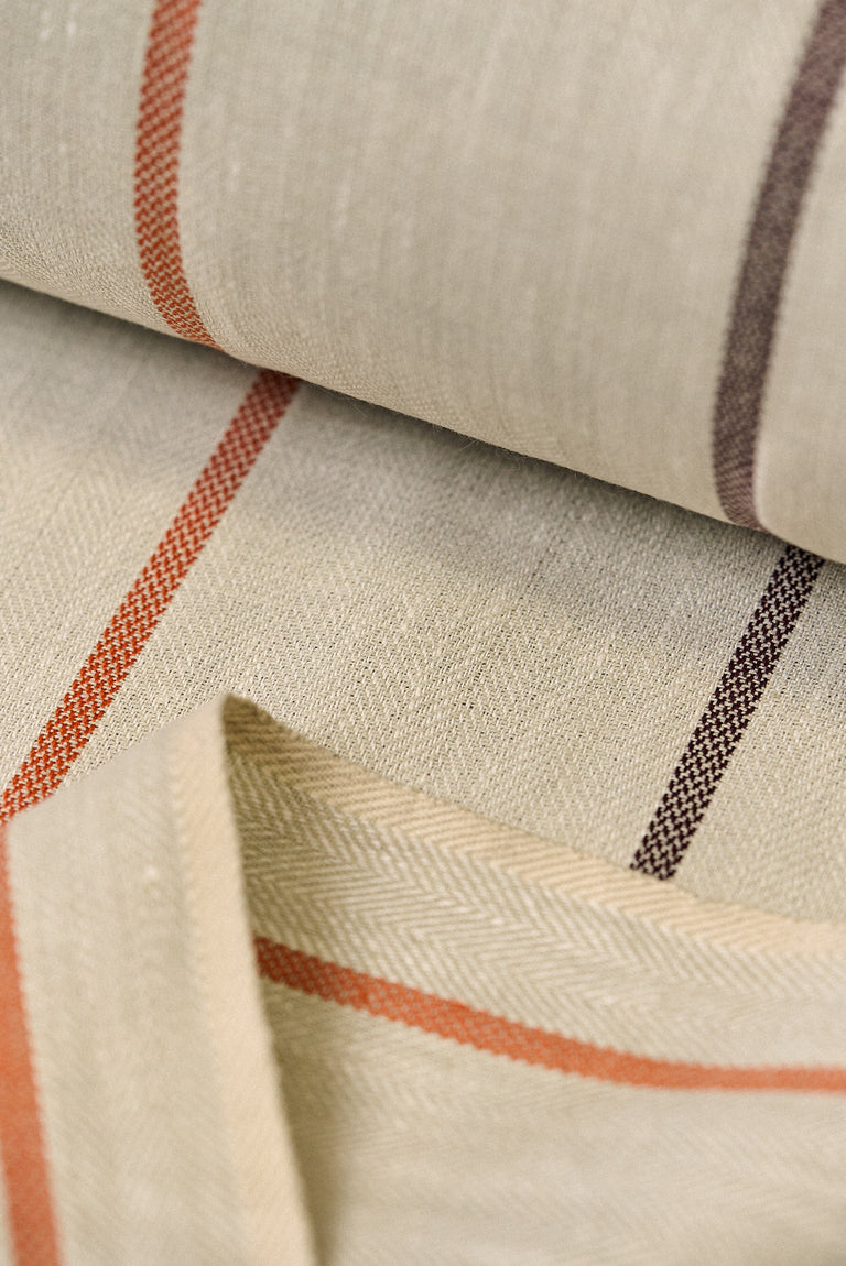 1 Yard Autumn Hue Herringbone Stripe Linen Premium Craft Fabric 54" Width