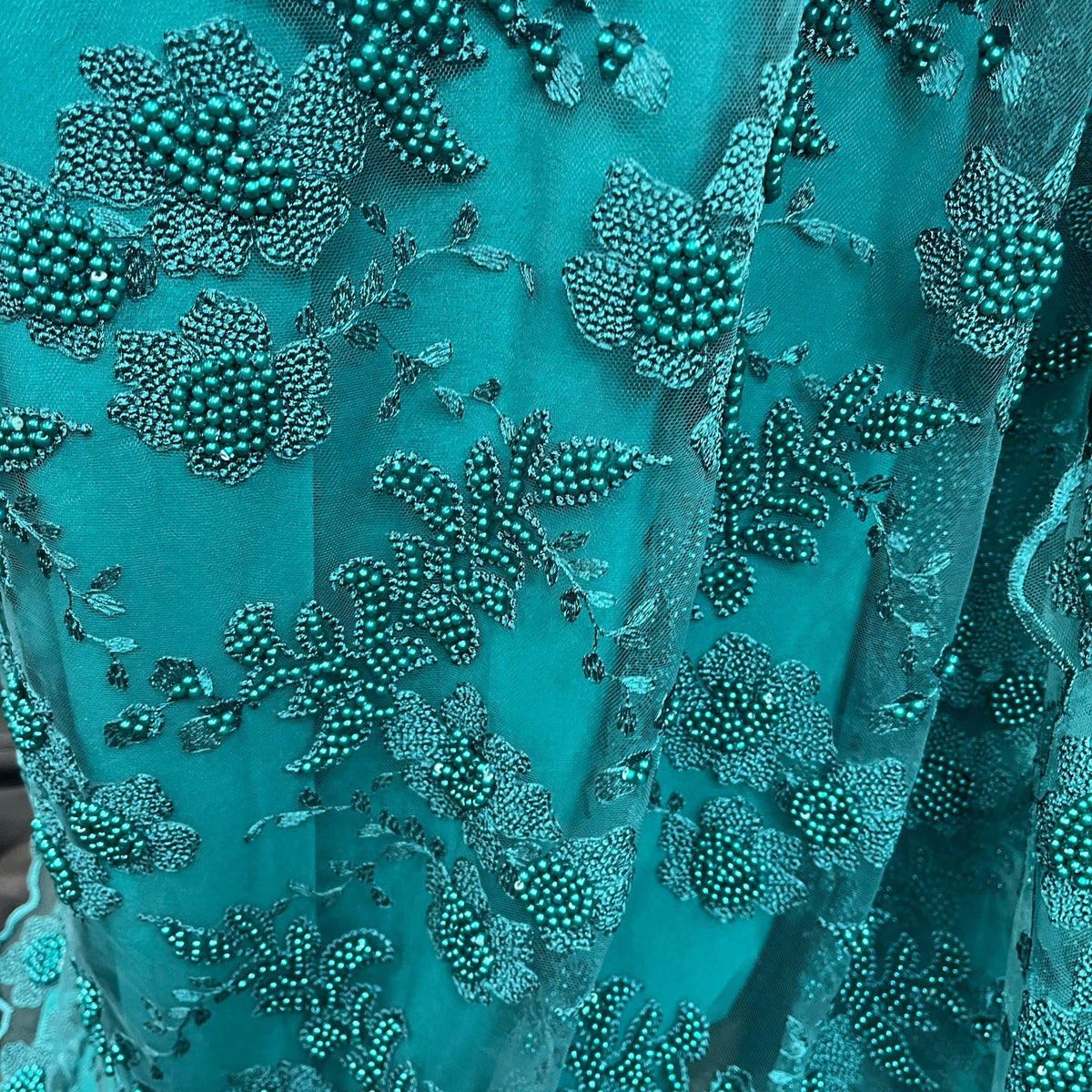 1 Yard Beaded Lace Fabric Embroidered on 100% Polyester Net Mesh 52" Wide