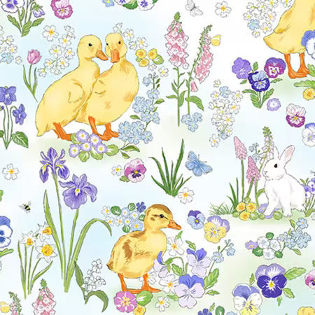 Minky Cuddle Fabric Duck Duck Bunny Print