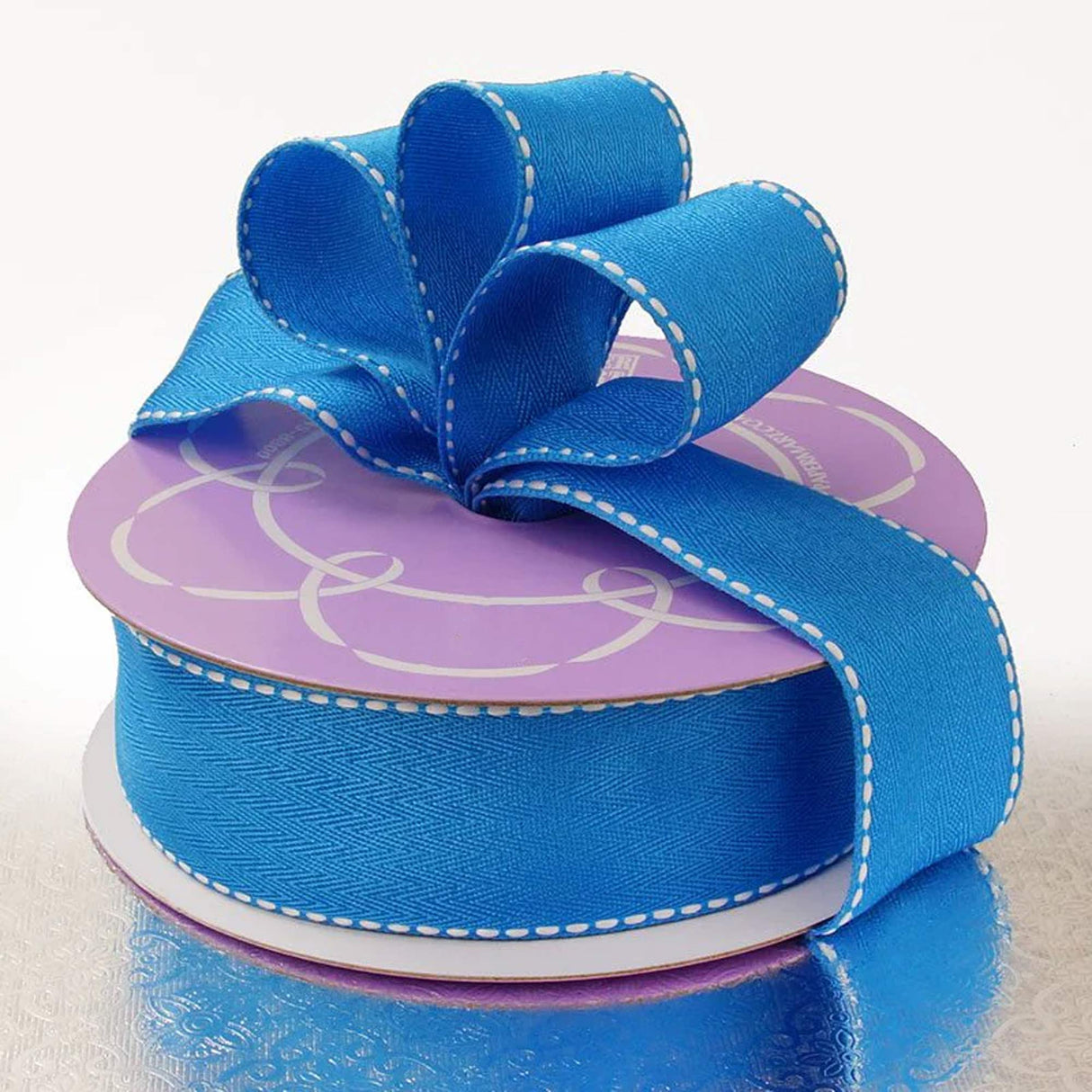 Saddle Stitch Chevron Twill Ribbon 1 1/2 '' X 25 yd Blue Color 1 / roll