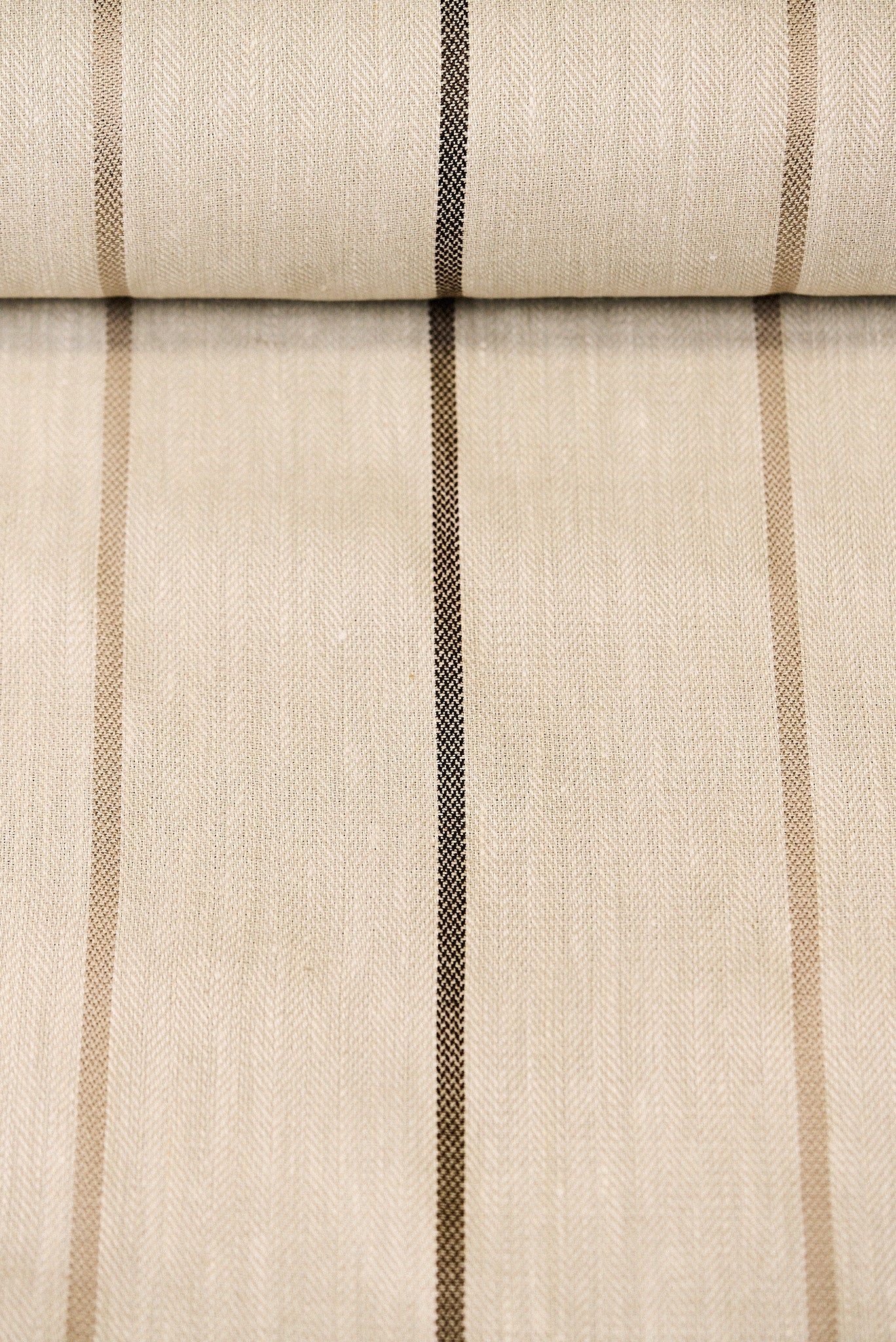 1 Yard Linen Novelty Herringbone Yarn Dyed Stripe Fabric Cocoa Color 54" Width
