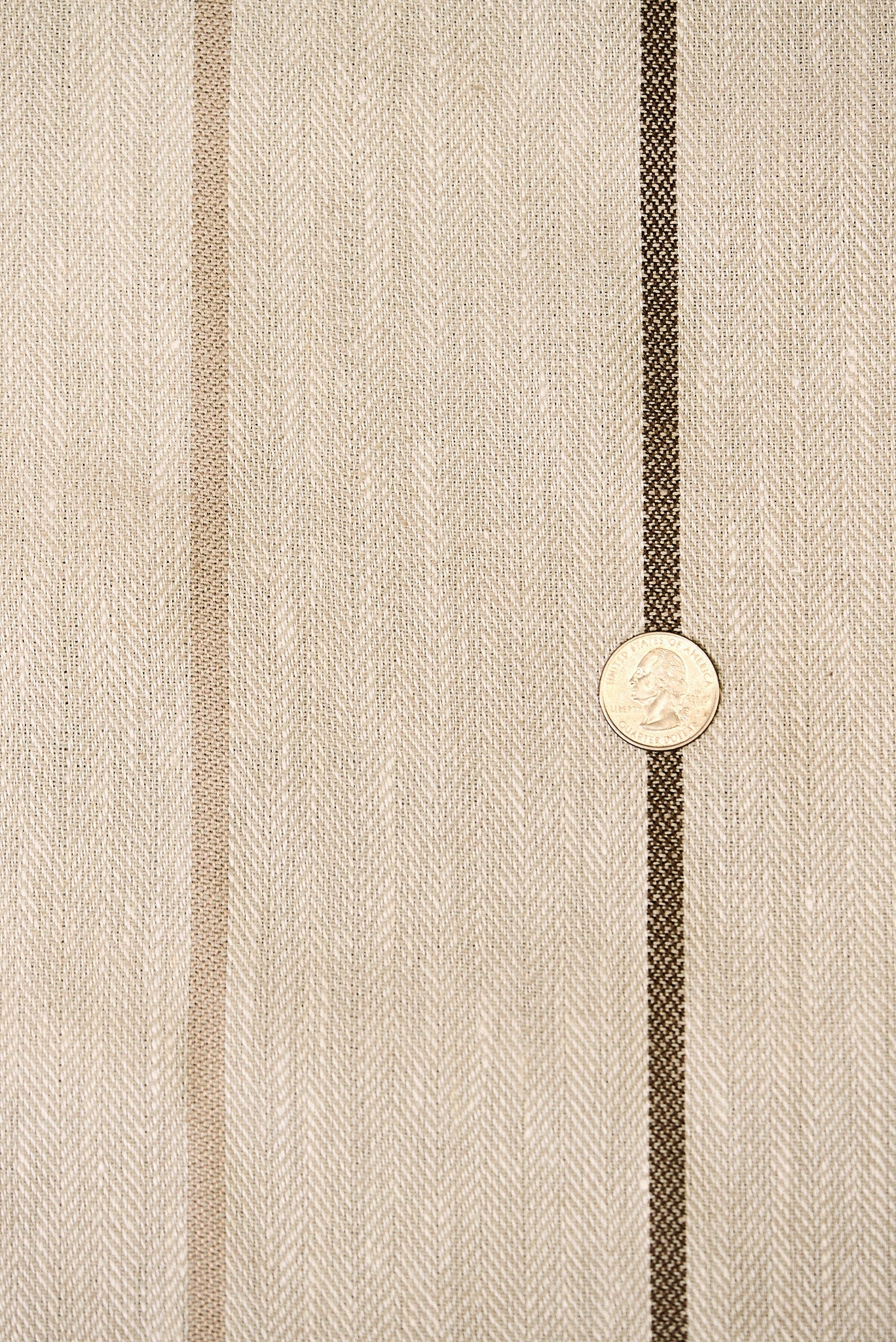 1 Yard Linen Novelty Herringbone Yarn Dyed Stripe Fabric Cocoa Color 54" Width