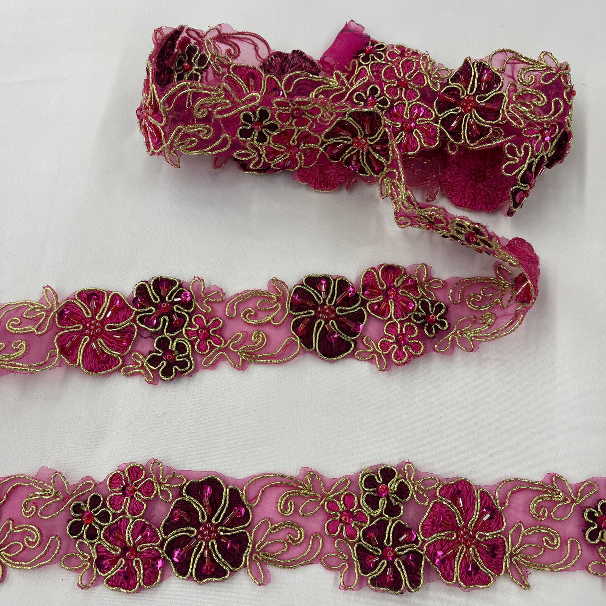 Beaded Corded Lace Trim 1.5" Wide