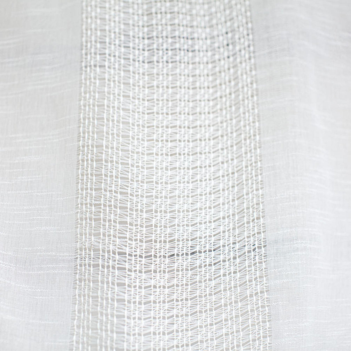 Deluca Knit Striped Sheer Polyester Fabric - White, Beige, 118" Width (1 Yard)
