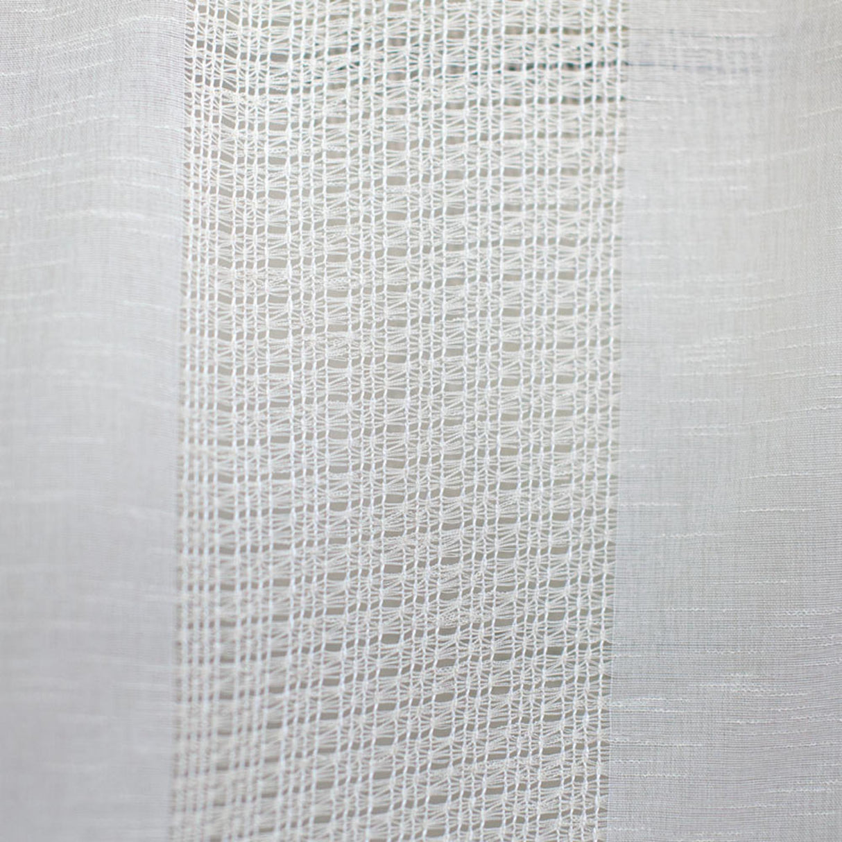 Deluca Knit Striped Sheer Polyester Fabric - White, Beige, 118" Width (1 Yard)