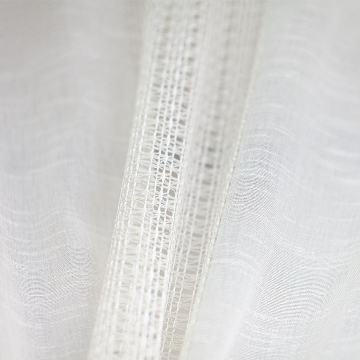 Deluca Knit Striped Sheer Polyester Fabric - White, Beige, 118" Width (1 Yard)