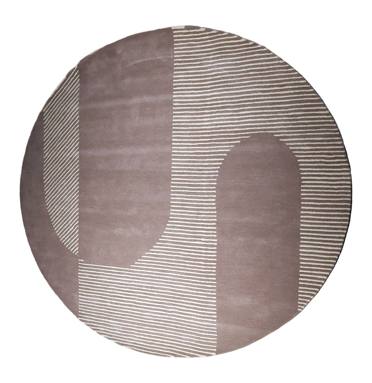 Beluga Tufted Design 61 Wool Fabric - Ivory Light Grey, Hand Tufted, Round (6' X 6' Round)