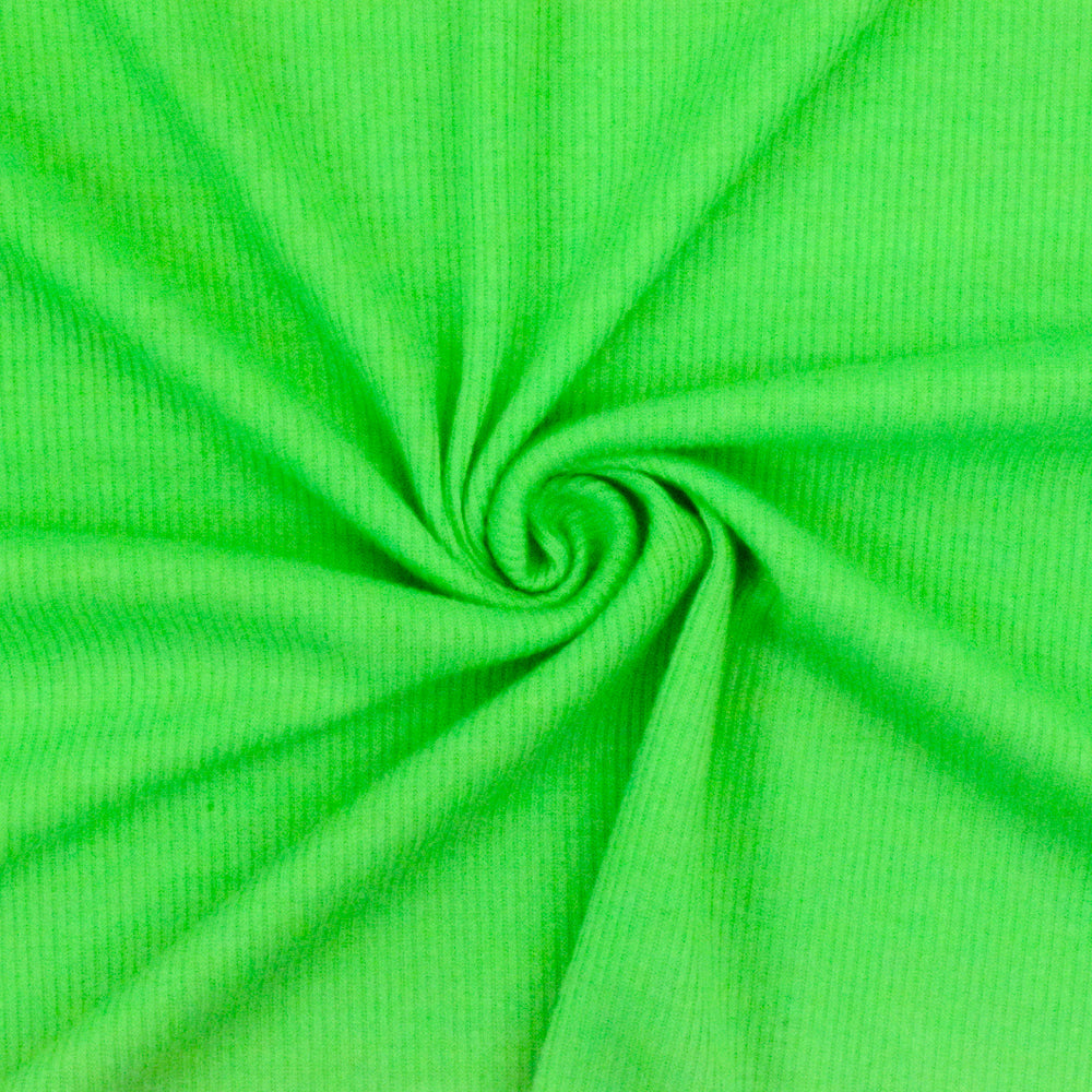 1 Yard Bright Green Stretch Polyester Rib Knit Fabric, 57 Inches Width