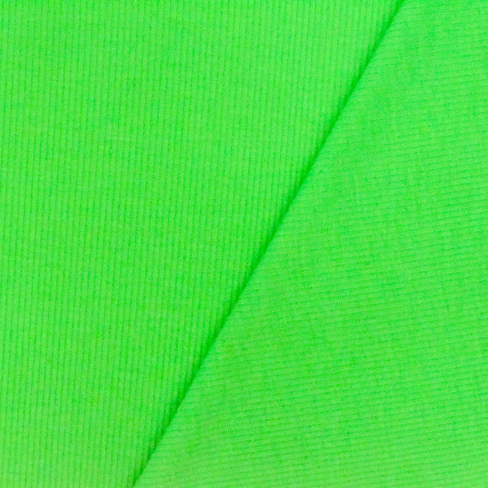 1 Yard Bright Green Stretch Polyester Rib Knit Fabric, 57 Inches Width