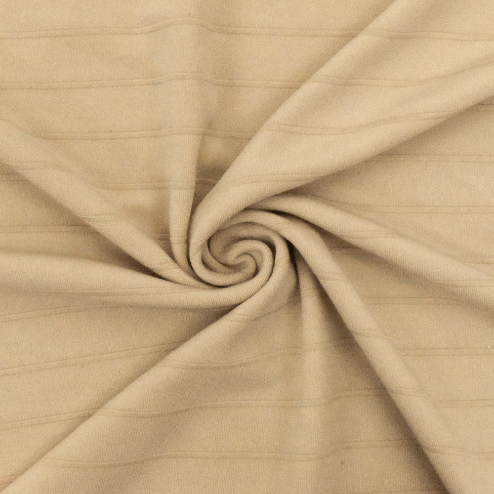 1 Yard Cream Beige Stripe Stretch Interlock Knit Fabric 60 Inches Width