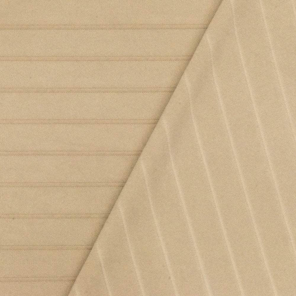 1 Yard Cream Beige Stripe Stretch Interlock Knit Fabric 60 Inches Width