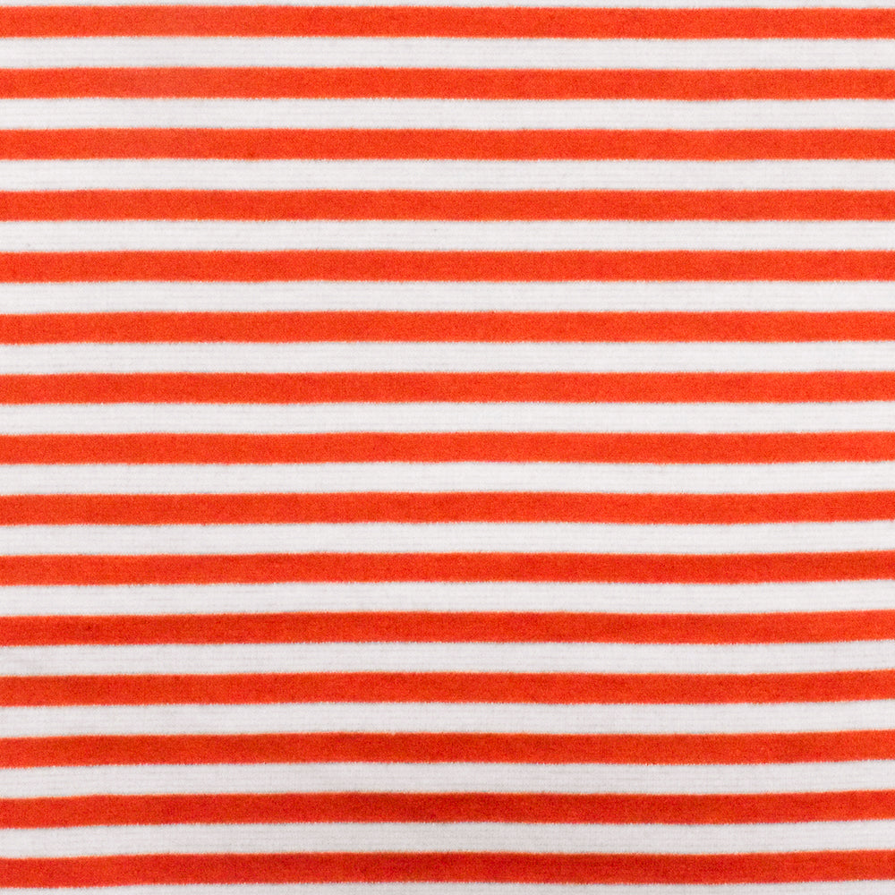 1 Yard Orange & White Stripe Polyester Cotton Spandex Double Knit Fabric, 63 Inches Wide