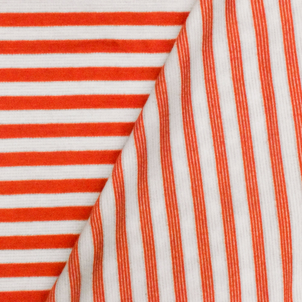1 Yard Orange & White Stripe Polyester Cotton Spandex Double Knit Fabric, 63 Inches Wide