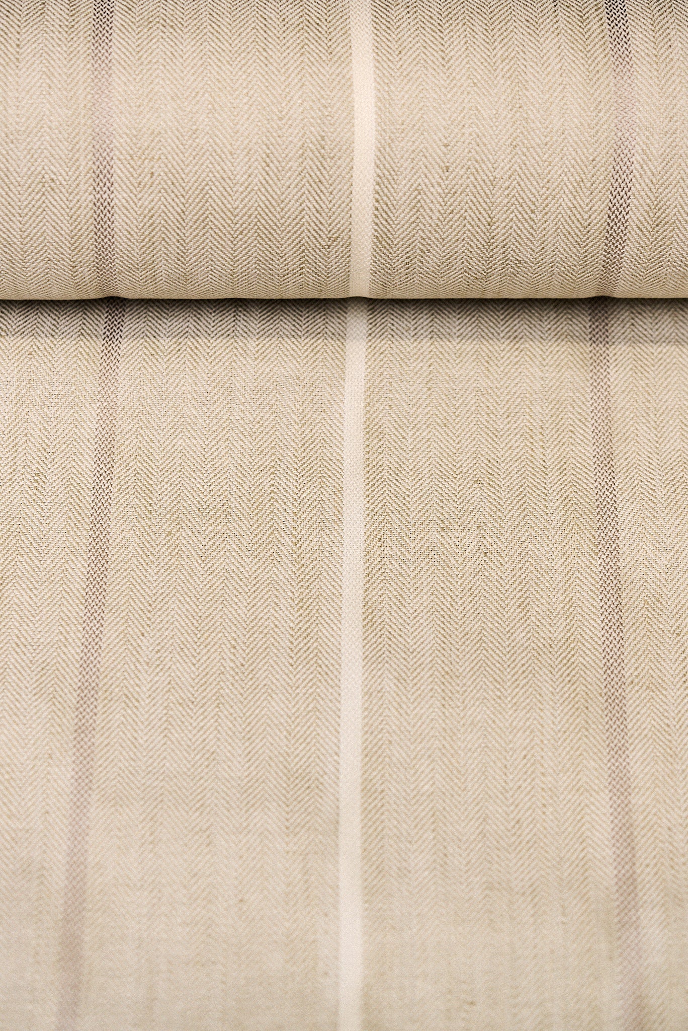 1 Yard Linen Novelty Herringbone Yarn Dyed Stripe Fabric 2 Tone Sage Ivory Color 54" Width