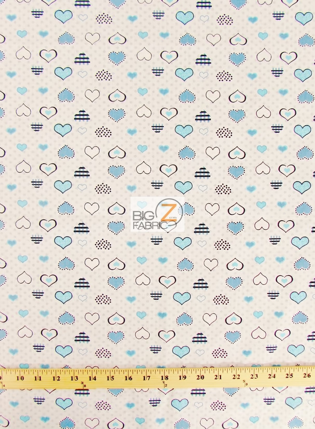 Love Dotted Turquoise Hearts Poly Cotton Fabric
