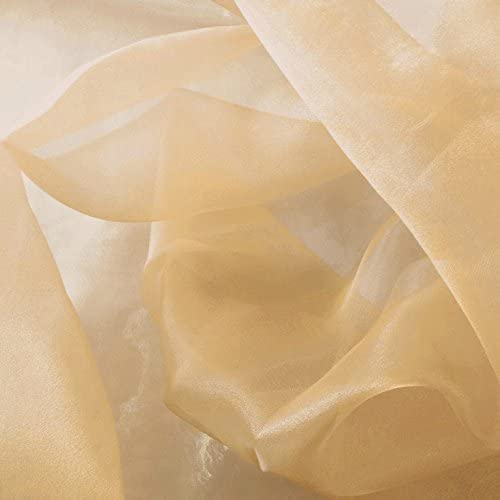 Dk Champagne Sparkle Crystal Sheer Organza Fabric - Champagne Sparkle, 60" Width