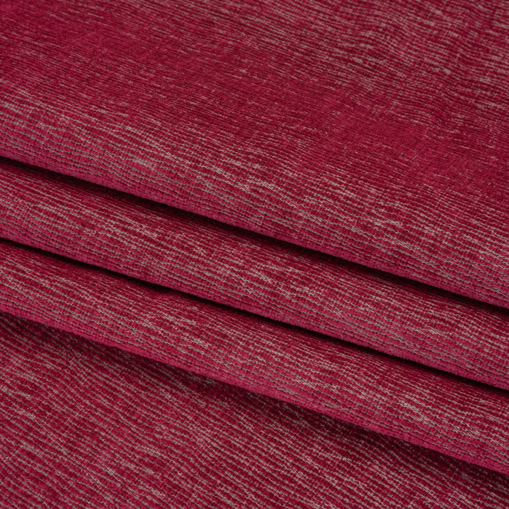 Chenille Upholstery Woven with Latex Backing - Magenta - Lovell Collection