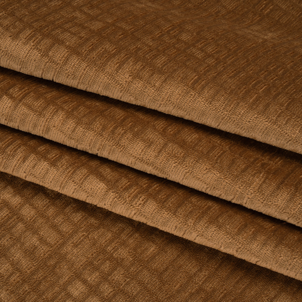 Polyester Upholstery Chenille - Ginger Grid Texture - Carolina Collection