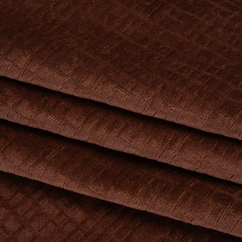 Polyester Upholstery Chenille - Mahogany Grid Texture - Carolina Collection