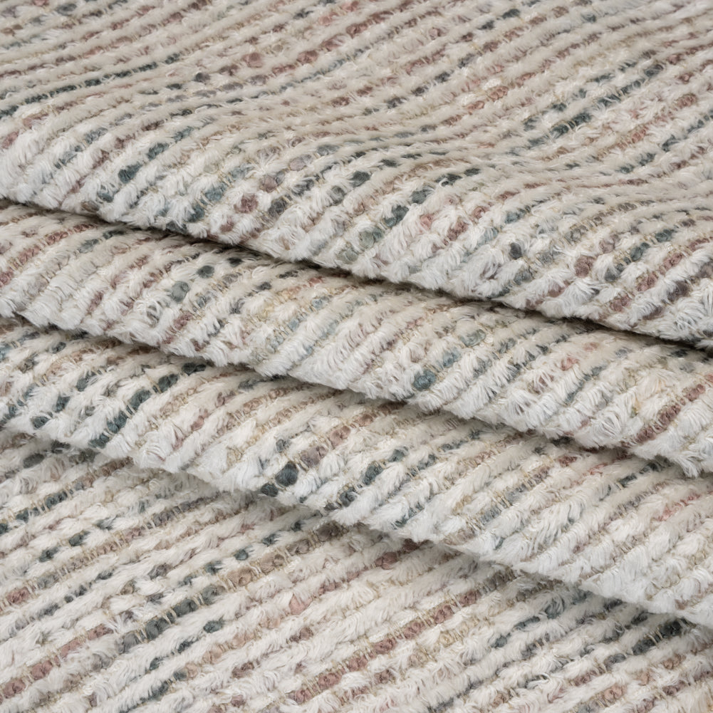 Recycled Olefin and Acrylic Upholstery Boucle and Chenille Tweed - Glacier Stripes - Virginia Collection